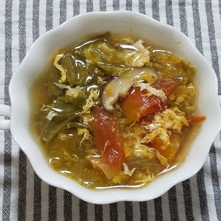 レタスとトマトと椎茸の玉子スープ